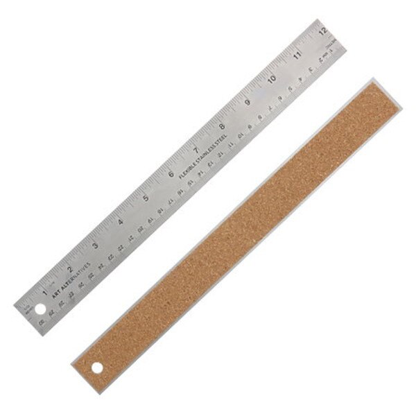 Flexible Stainless Steel Ruler, 12" Cork Backed UCLA Store