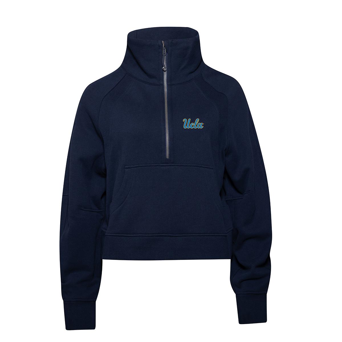 UCLA Women's Lounge Scuba Oversized 1/2 Zip Funnel Neck - Navy