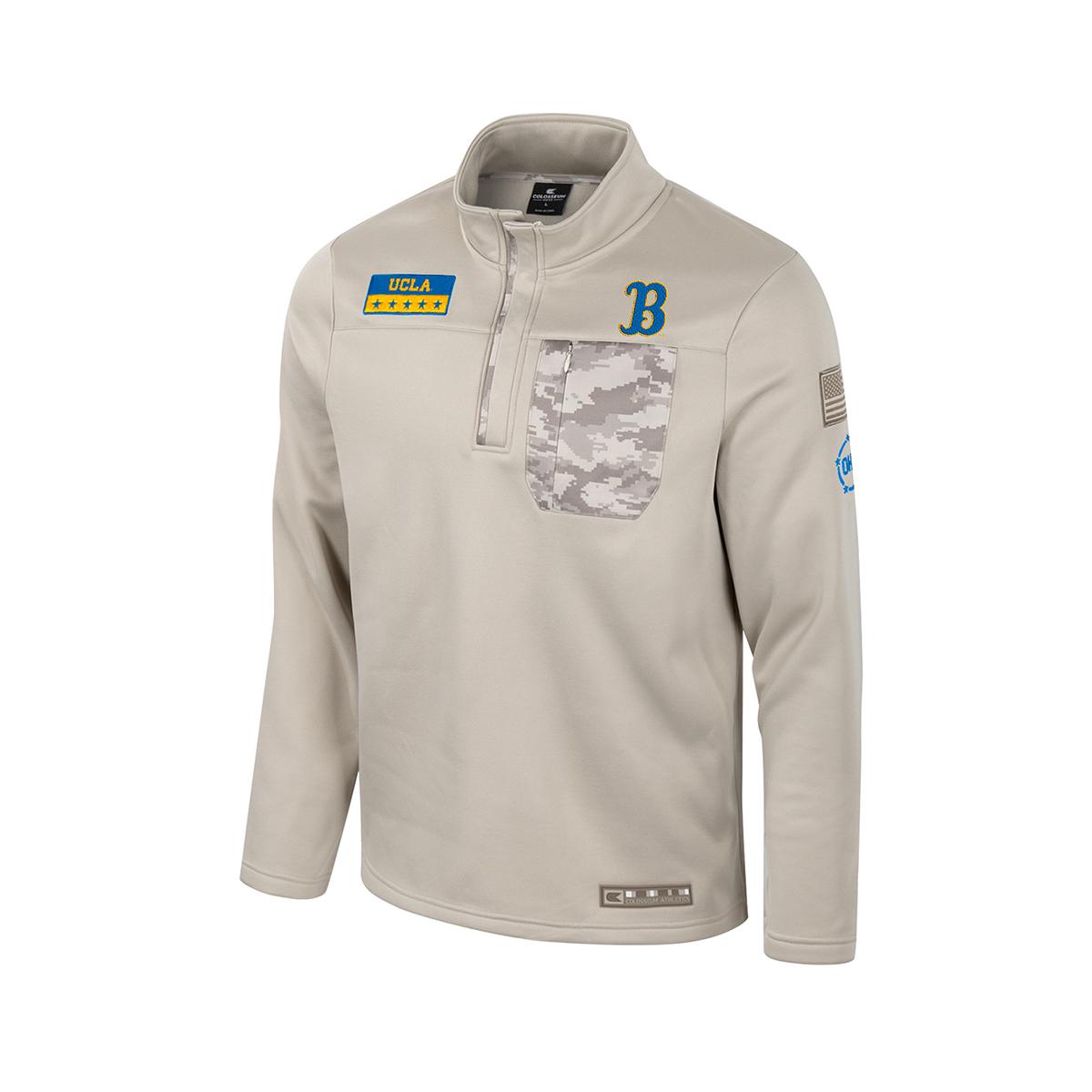 UCLA OHT "B" Left Chest Camo Pocket 1/4 Snap Sweatshirt