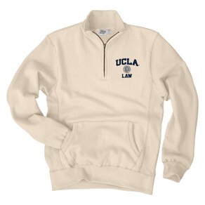 UCLA Law Seal 1/4 Zip Sweater Cream